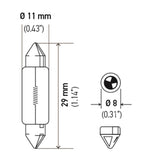 Hella Bulb 6430 24V 3W SV7-8 T2.5 8x29mm