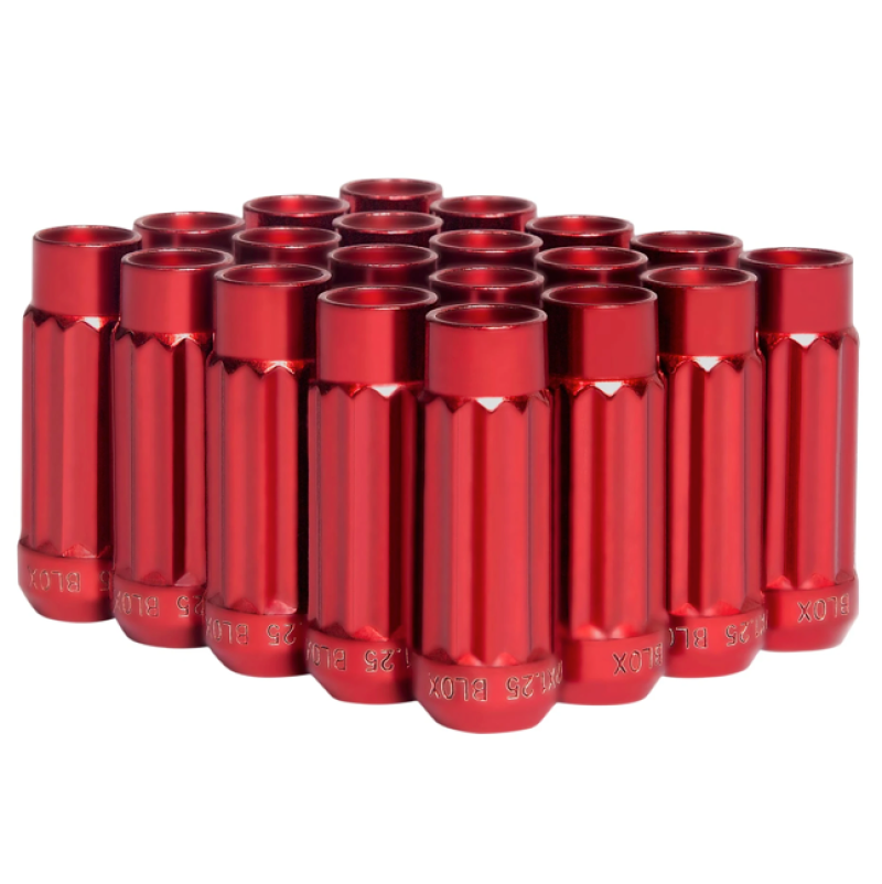 BLOX Racing 12-Sided P17 Tuner Lug Nuts 12x1.25 - Red Steel - Set of 20
