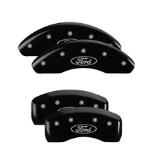 Load image into Gallery viewer, MGP 4 Caliper Covers Engraved Front &amp; Rear Oval logo/Ford Black finish silver ch