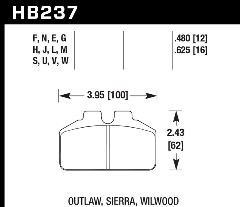 Hawk Wilwood Bridgebolt / AP Racing / Outlaw Caliper HT-10 Race Brake Pads