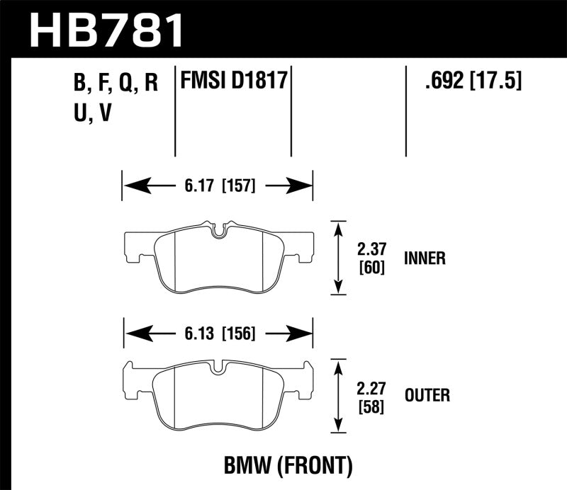 Hawk DTC-80 12-15 BMW 118i Front Race Brake Pads