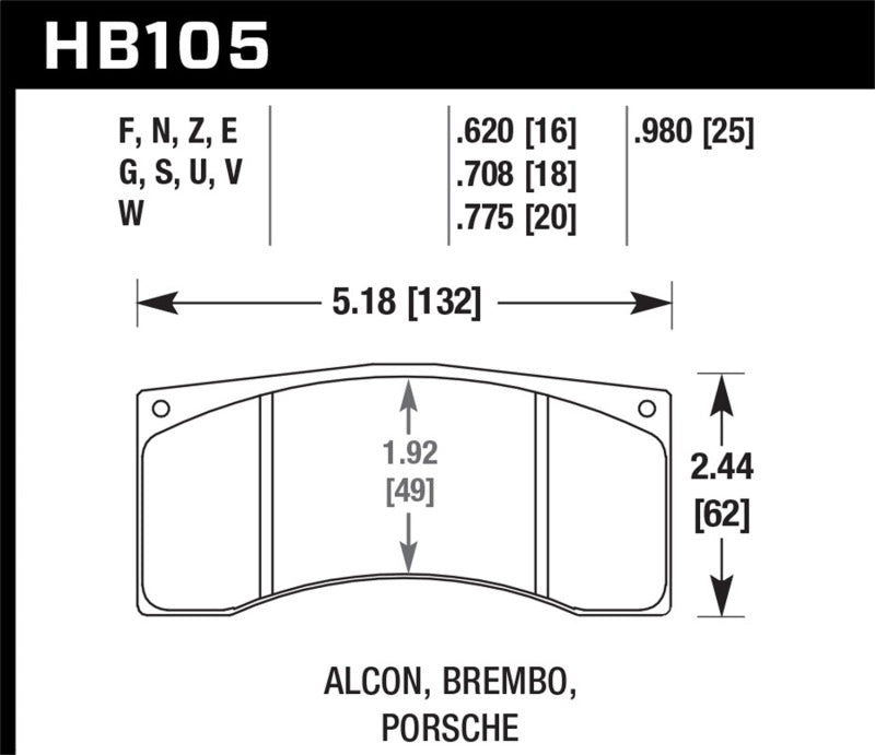 Hawk DTC-80 Brembo/Alcon 20mm Race Brake Pads