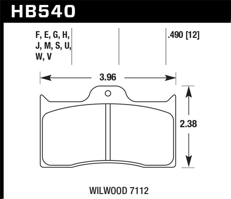 Hawk 0.490in Thickness Wilwood Ferro-Carbon HT-10 Motorsports Brake Pads
