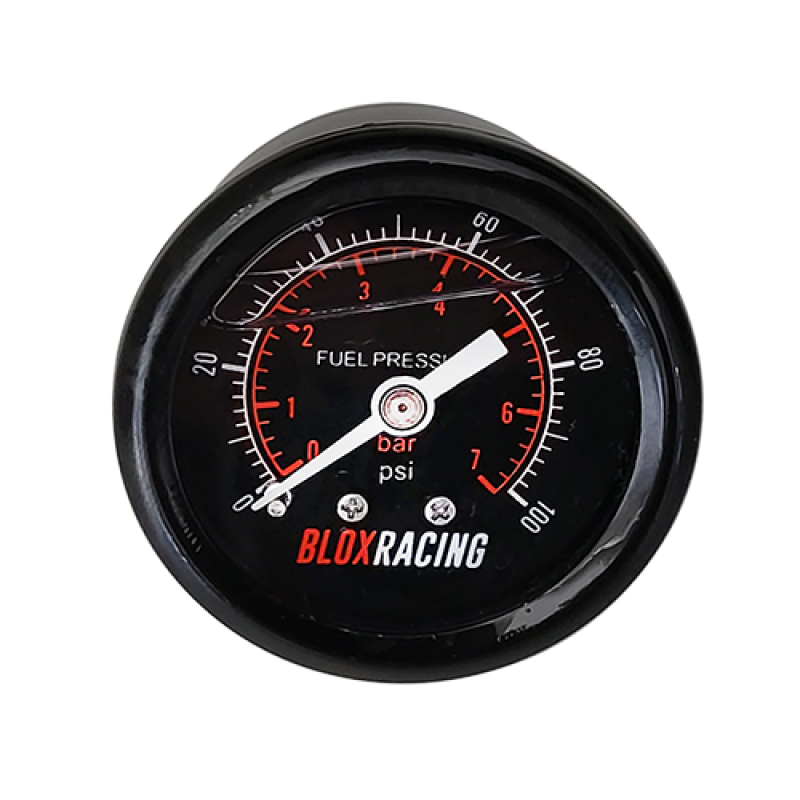 BLOX Racing Liquid-Filled Fuel Pressure Gauge 0-100psi (Black Face)