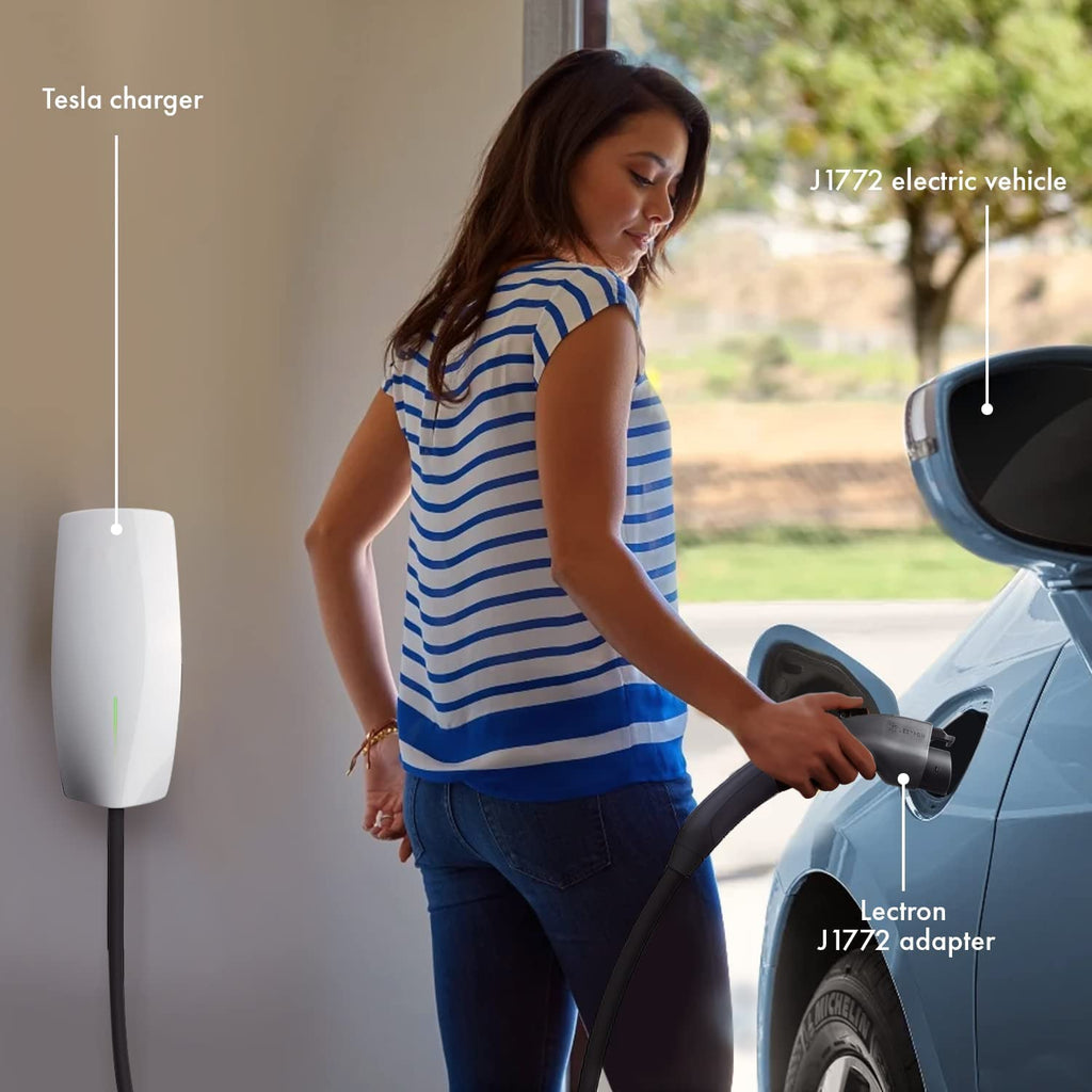 Lectron - Tesla to J1772 Charging Adapter, Max 48A & 250V for Tesla High Powered Connectors, Destination Chargers, and Mobile Connectors