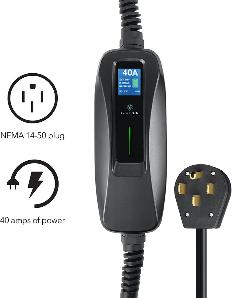 Lectron 240V 40 Amp Level 2 EV Charger with 18ft Extension Cord J1772 Cable & NEMA 14-50 Plug Electric Vehicle Charger