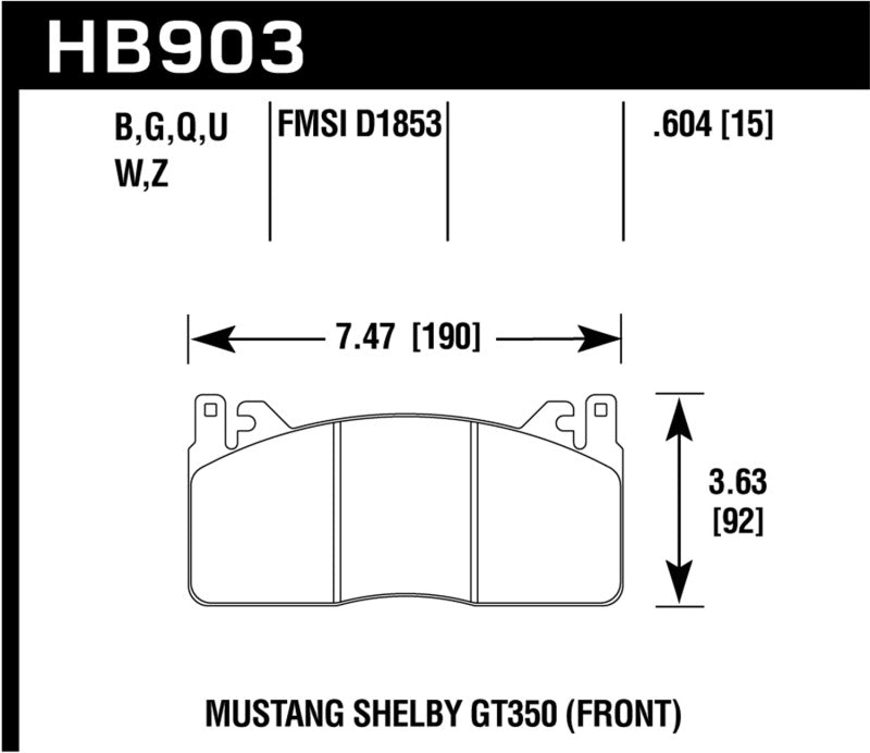 Hawk 2020 Ford Mustang 5.2L Shelby GT350 Front ER-1 Brake Pads