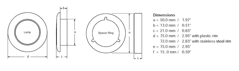 Hella COURTESY Lamp RND BLUE MD12 SS RIM 2XT