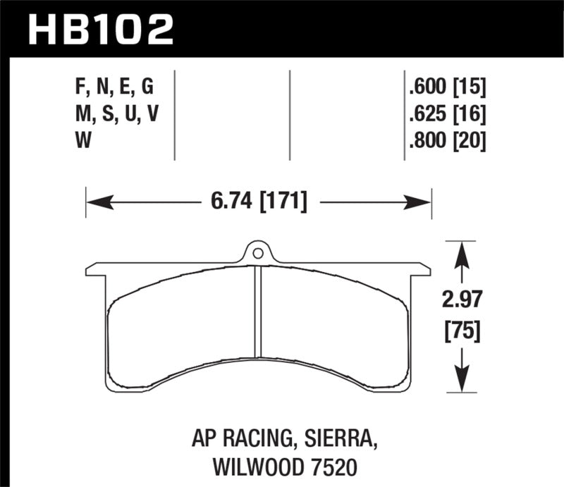 Hawk AP Racing 6 - Sierra/JFZ - Wilwood DTC-60 Race Brake Pads