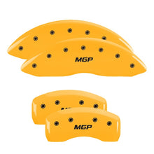 Load image into Gallery viewer, MGP 4 Caliper Covers Engraved Front &amp; Rear MGP Yellow Finish Black Char 2007 Ford Falcon