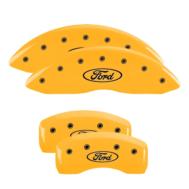 MGP 4 Caliper Covers Engraved Front & Rear Oval Logo/Ford Yellow Finish Black Char 2004 Ford Falcon