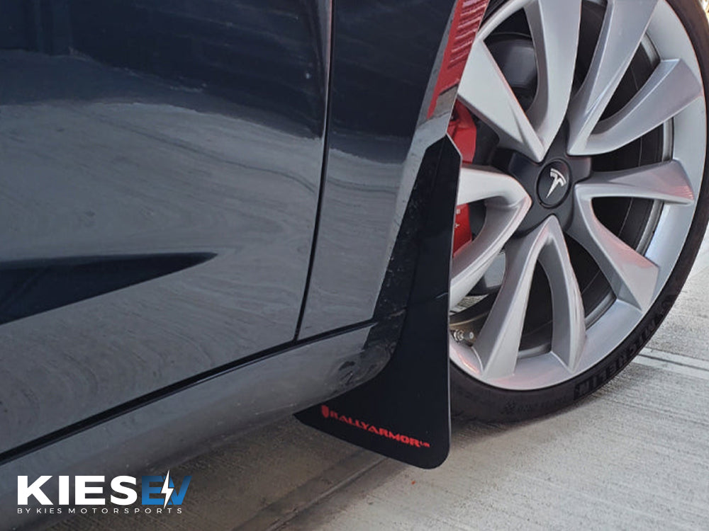 Rally Armor 17-22 Tesla Model 3 Black UR Mud Flap w/ Blue Logo