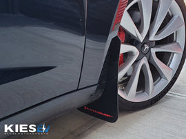 Rally Armor 17-23 Tesla Model 3 Black UR Mud Flap w/White Logo