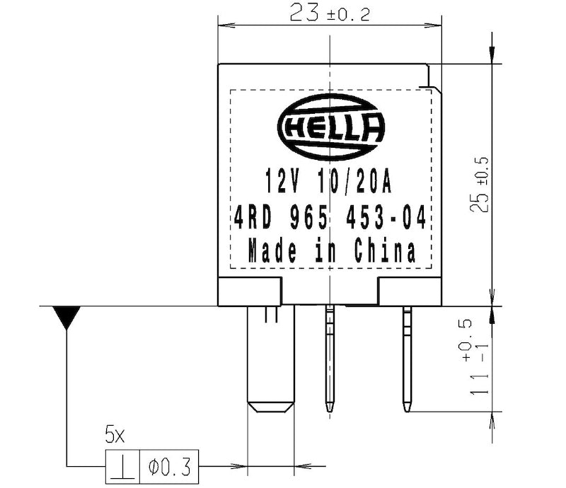 Hella Relay Micro Iso 5 Pole 12V Spst Res