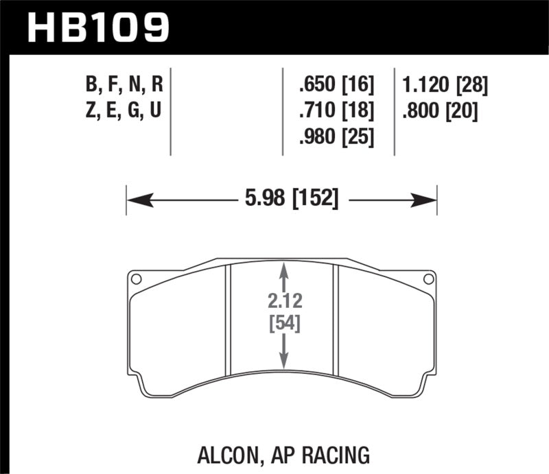 Hawk DTC-80 AP Racing 25mm Race Brake Pads