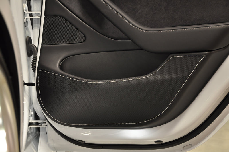 Revel GT Design Kick Panel Cover (White Stitch) 16-19 Tesla Model 3 - 4 Pieces