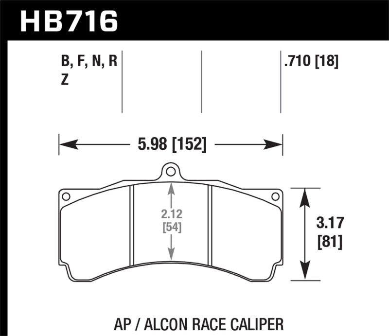 Hawk HPS 5.0 Brake Pads w/ 0.710 Thickness - AP Racing Alcon