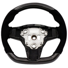 Load image into Gallery viewer, BLOX Racing Tesla Model 3 and Y Carbon/Alcantara Steering Wheel Black Stitching