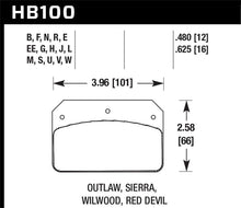 Load image into Gallery viewer, Hawk Wilwood/Outlaw 16mm Blue 9012 Rear Brake Pads